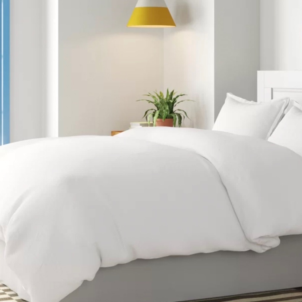 NEW Wayfair Basics King Duvet Cover & Shams Set White NWT Microfiber NIP
